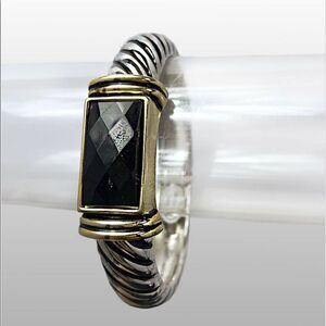 Premier Designs silvertone bracelet with black stone & magnetic closure NWOT